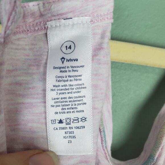 Ivivva Quiet Moments Heathered Pink  Silver Foil Strappy Tank Top Size 14 - Picture 4 of 6